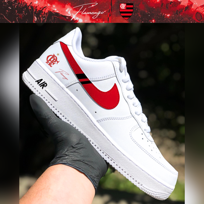 Exclusivo: Tênis NK Air Force White Customizado Mengão Multi Campeão 2025 + *BRINDE 1x Caneca Oficial* - EDIÇÃO LIMITADA