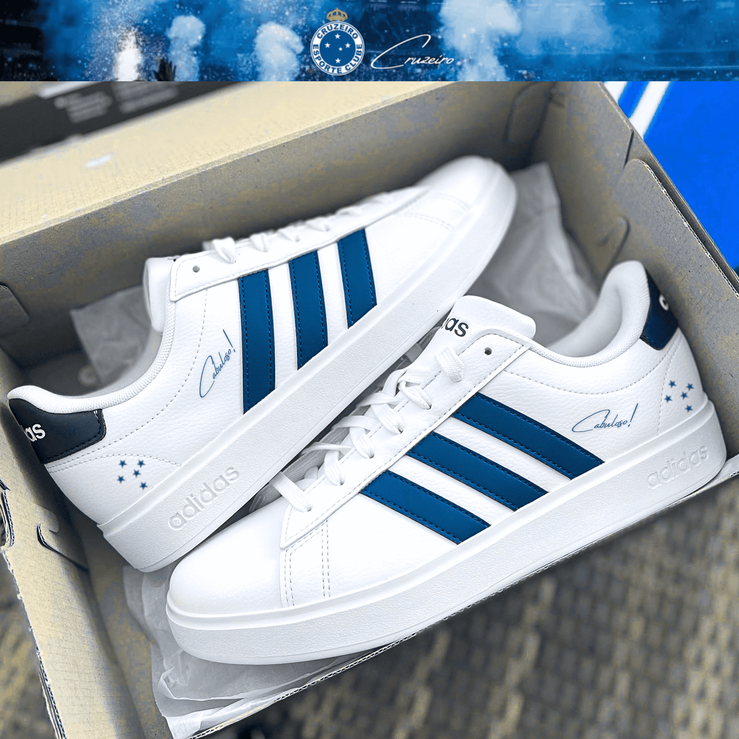 Exclusivo: Tênis Grand Court e VL Court 3.0 Signature Nova Versão Customizada do Cruzeiro + *BRINDE 1x Caneca* - EDIÇÃO LIMITADA