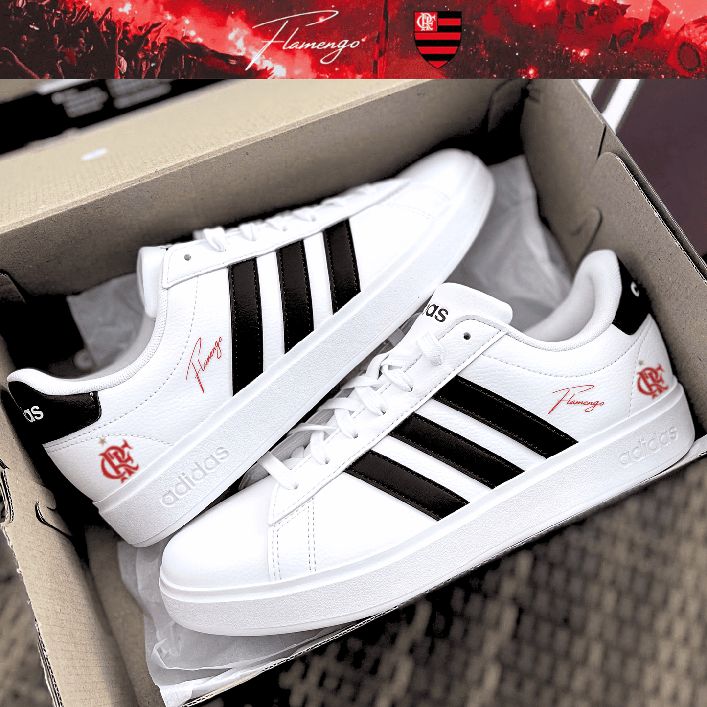 Exclusivo: Tênis Grand Court e VL Court 3.0 Signature Nova Versão Customizada do Mengão + *BRINDE 1x Caneca* - EDIÇÃO LIMITADA