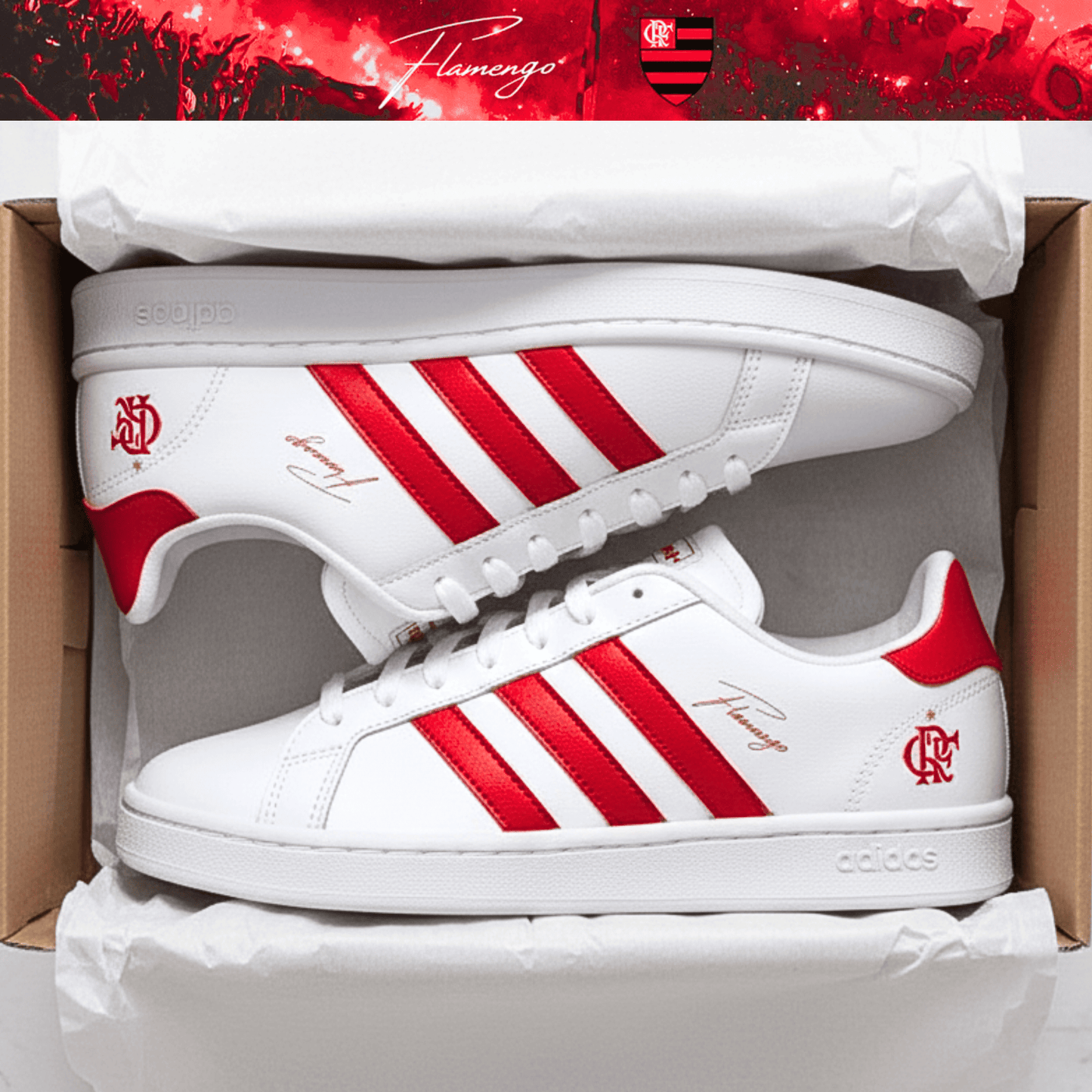 Exclusivo: Tênis Grand Court e VL Court 3.0 Signature Customizado do Mengão CRF + *BRINDE 1x Caneca Oficial* - EDIÇÃO LIMITADA